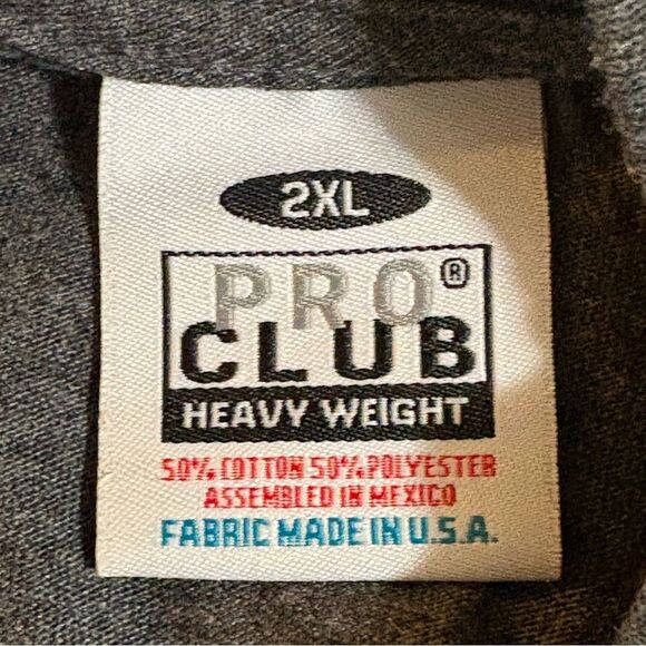 Pro Club Heavy Weight 2XL Charcoal Gray Men's Short Sleeve Tee. - Picture 6 of 8